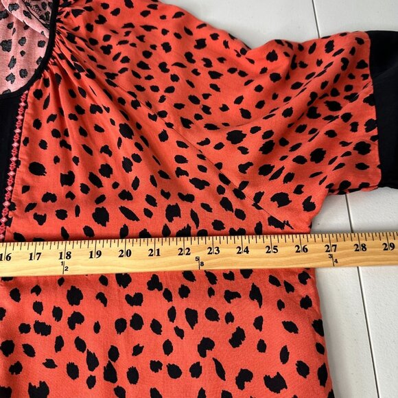 Avenue Tunic Top Size 14/16 Orange Black Animal Print Embroidered Fall - Picture 6 of 13